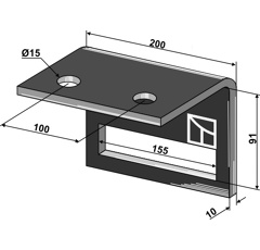 Bride de fixation 200 x 91 x 10 mm adaptable - BlackSteel©