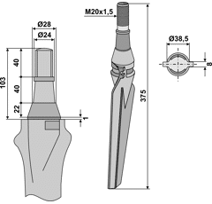 Kreiseleggenzinken - links RH79L RH  Krone