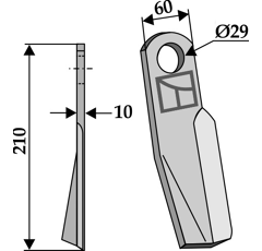 Fléau gauche pour broyeur 210x60mm  FISCHER  adaptable - Blacksteel©
