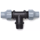 Lockverbinder für Tropf- und PE-Rohre, T- Kupplung 16mm x 3/4" AG x 16 mm