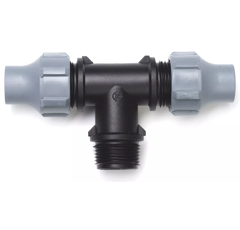 Lockverbinder für Tropf- und PE-Rohre, T- Kupplung 16mm x 3/4" AG x 16 mm