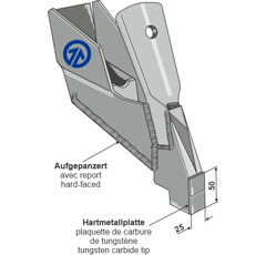 Soc à échange rapide 25 mm - carbure pour semoir pour BOURGAULT adaptable