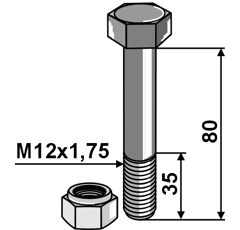 Boulon & écrou à freinage interne 80 mm adapt. BlackSteel©