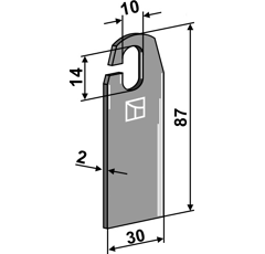 Fléau scarificateur 87 mm pour broyeur AMAZONE 8746000 adaptable