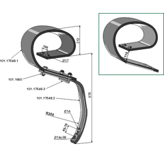 Dent à ressort complète pour cultivateur HORSCH 34401000 adaptable