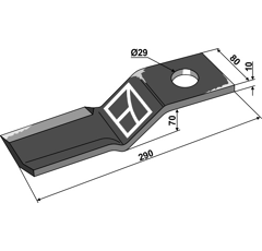 Couteau droit pour broyeur SEPPI 32320398 adaptable - Blacksteel©
