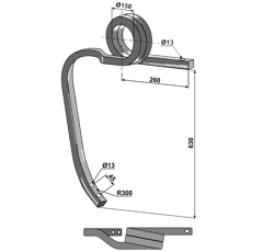 Schwergrubberstiel, gedreht 1018035 Kverneland Nachbau