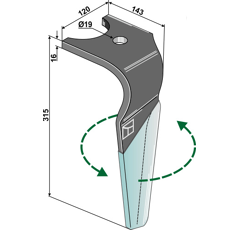 Kreiseleggenzinken 315 mm links KUHN K2502240|K2500260 Nachbau