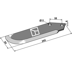 Cuchilla escarificadora 295 mm para trituradora adaptable
