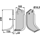 Fräsmesser Links 230 x 105 Kuhn Nachbau