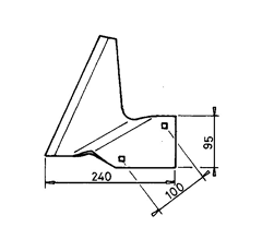 Aileron boulonné 240 x 95 droit pour charrue LEMKEN 3492890 adaptable