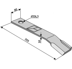 Couteau droit pour broyeur 355mm HUMUS adaptable - Blacksteel©