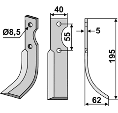 Fräsmesser Rechts 195 x 40 M.A.B. MAB04R Bocchini Nachbau