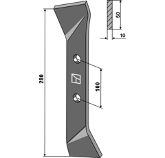 Fléau 290 mm pour broyeur SAMSON adaptable