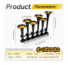 Avertisseur sonore 6 trompettes 36 mélodies 12/24V | TECHNI-POWER