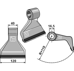 Marteau pour Broyeur 120x40mm renforcé AGRICOM MKOA00213 Adaptable Blacksteel©