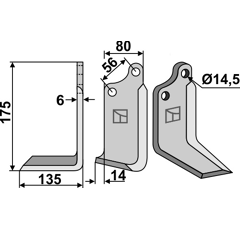 Lame gauche pour Fraise/Rotavator MASCHIO GASPARDO 02108431 adaptable