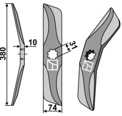 Couteau droit au bore pour herse HANKMO HX-582 adaptable - BlackSteel©