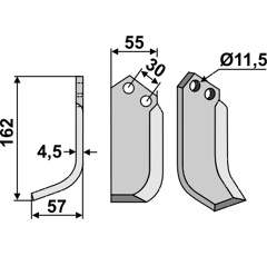 Fräsmesser Links 162 x 55 Bungartz Nachbau