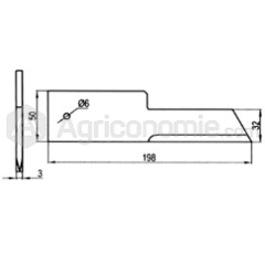 Contre couteau lisse SCH 195 mm pour moissonneuse-batteuse adaptable