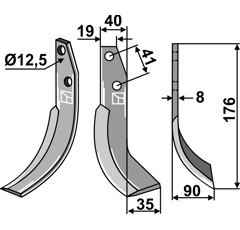 Lame droite pour Fraise/Rotavator BERTOLINI BM12-412 adaptable
