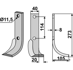 Fräsmesser - rechts 9942N Howard by Muzzi