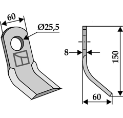 Fléau 150 mm pour broyeur SAUERBURGER 0.004.10.0402 adaptable