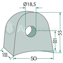Bride de fixation 50 x 55 mm pour broyeur adaptable