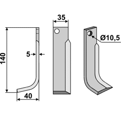 Fräsmesser Links 140 x 35 Comeb Nachbau