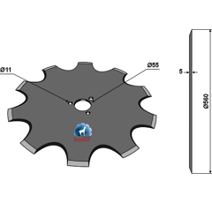 Coutre circulaire crénelé Ø 560 x 5 mm adaptable - Blacksteel©