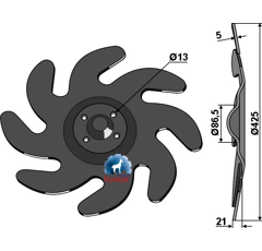 Disque étoile ∅430x5 pour déchaumeur VÄDERSTAD 473585 adaptable