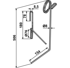 Griffe Ø8mm arrière gauche pour semoir KUHN FLE3041 adaptable - Blacksteel©