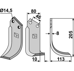 Lame droite pour Fraise/Rotavator MURATORI 1200015 adaptable -