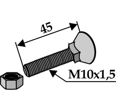 Vis M10 x 45 mm - 10.9 pour cultivateur LEMKEN