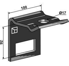 Halter für Zinken 70x12 - 80x80 - Bohrung 17
