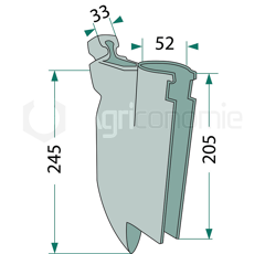 Soc de fertiliseur 245 mm pour semoir KUHN N1001110 adaptable