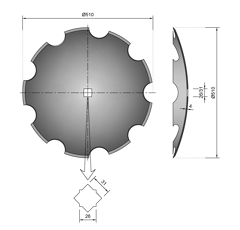 Disque crénelé ∅510x4 pour cover crop 26 / 31 adaptable