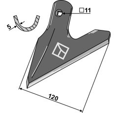 Cœur 120 x 5 mm pour bineuse EINBÖCK 15-061 adaptable - BlackSteel©