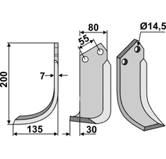 Fräsmesser Links 200 x 80 Nardi Nachbau