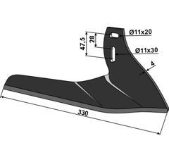 Lame gauche 150 mm pour bineuse MONOSEM 10100020 adaptable - BlackSteel©