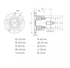 Lager kpl. M20 x 2 mm links für Scheibengrubber HORSCH 28077900 Nachbau