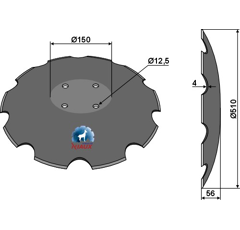 Disque crénelé ∅510x4 pour déchaumeur PÖTTINGER 85041023.1 adaptable - Blacksteel©