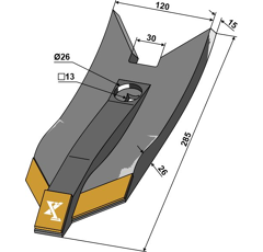 Scharspitze Lemken 3374442 –  K12 285 x 120 mm – Hartmetall