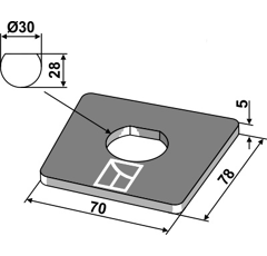 Plaque à souder 78 mm adaptable