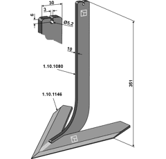 Stiel mit Schar 240mm - Mehrere Marken