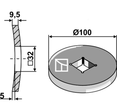 Vorschweißring für 28x28 und 30x30 Vierkantwellen
