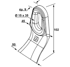 Fléau 100 mm pour broyeur ROUSSEAU 5.254.43 origine