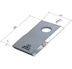 KM-Klinge links 109x48x4 mm LochØ: 19 5 mm 13800031N JF-Stoll Nachbau 
