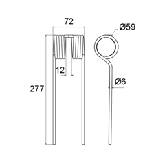 Diente para rastrillo henificador GUSTIN 627662 GWG255 adaptable