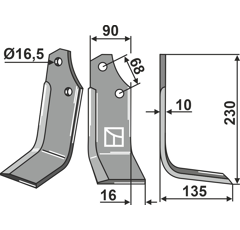 Lame droite pour Fraise/Rotavator MASCHIO/GASPARDO 20100414 adaptable
